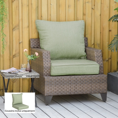 Outsunny Lot 2 Coussins Verts pour Chaise Jardin