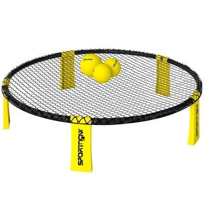 SPORTNOW Mini-Volleyball Portable avec Filet, 3 Balles, Sac Jaune