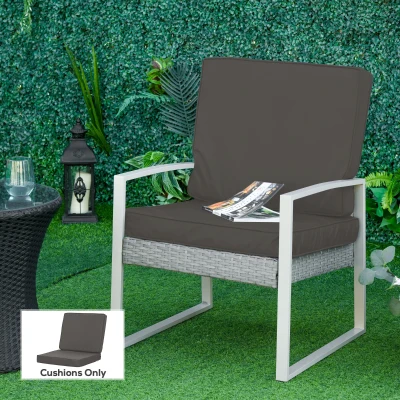 Outsunny Set of 2 Garden Seat and Back Cushion Set - Replacement Cushions for Outdoor Furniture, Including Seat and Back Cushion, Dark Grey