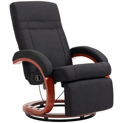 HOMCOM Reclining Swivel Chair with Footrest - Black