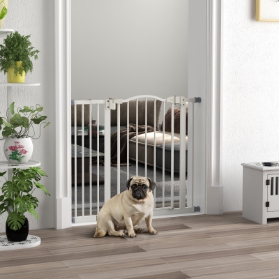 PawHut Barrière Chiens 74-94cm Verrouillage Pression Blanc