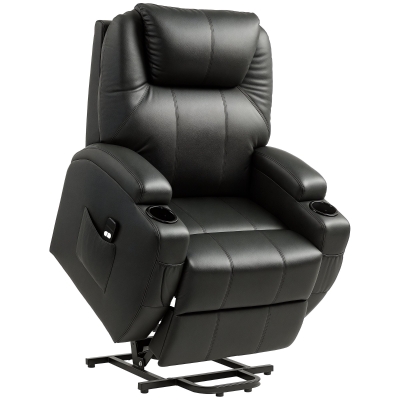 HOMCOM Fauteuil Relax Électrique Noir Confort Télécommande