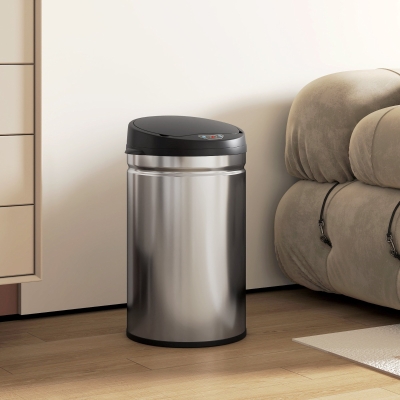 HOMCOM Poubelle Automatique 30L Inox Argent Capteur Infrarouge