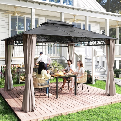 Outsunny Tonnelle Jardin 4x3m Anti-UV Moustiquaires