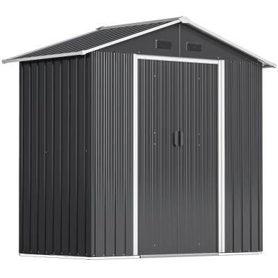 Outsunny Metal Garden Storage Shed Dark Grey 6.5x3.5ft