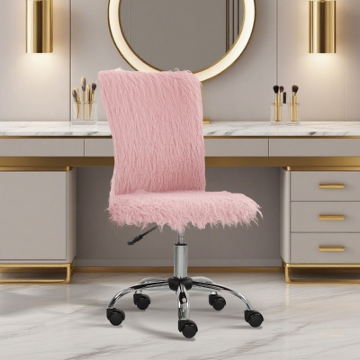 HOMCOM Modern Swivel Office Chair Adjustable Height Pink