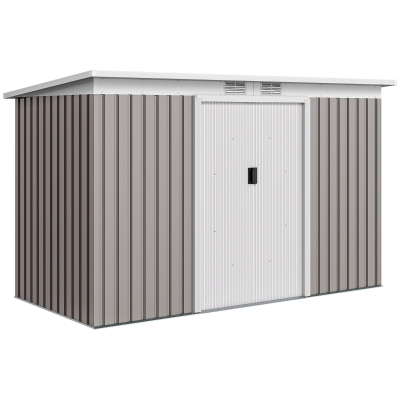 Outsunny Caseta de Jardín Exterior 3,2 m² 280x130x172 cm Cobertizo de Jardín con Puertas Correderas y Ventilaciones Gris Claro