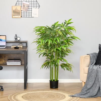 HOMCOM Bambou Artificiel 140cm 780 Feuilles Pot Vert