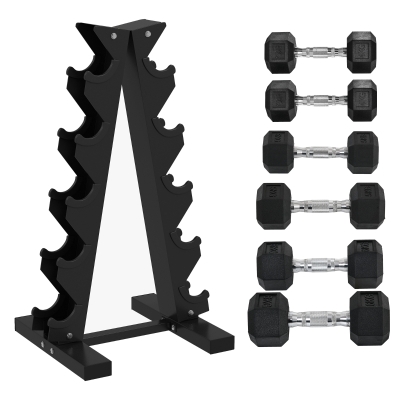 SPORTNOW 5-Tier Dumbbell Rack with Weights Home Gym Black