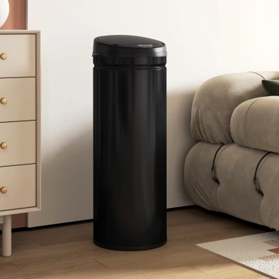HOMCOM 50 Liter Sensor-vuilnisemmer met Soft-Close functie, contactloze roestvrijstalen vuilnisemmer voor hygiënische keukens