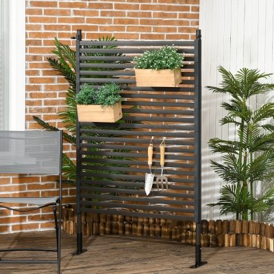 Outsunny metalen hek, uitbreidbaar, weerbestendig, roestvrij staal, bruin, 93 x 22 x 150 cm