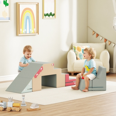 AIYAPLAY Set de 2 bloques de construcción suaves para niños, cuero sintético, espuma, para trepar, construir, jugar, multicolor
