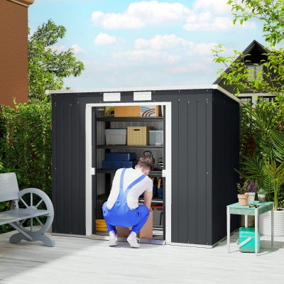Garden Storage Shed 213cm x 130cm x 172cm Dark Grey