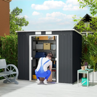 Garden Storage Shed 213cm x 130cm x 172cm Dark Grey