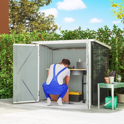 Outsunny Cobertizo de Jardín de Exterior 1,26 m² 147x86x134cm con 2 Puertas y Cerradura para Almacenamiento de Herramientas Negro