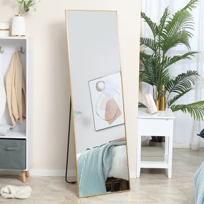 HOMCOM Full Length Wall-Mounted Mirror 160x50cm Gold Frame