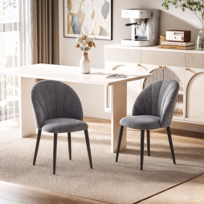 HOMCOM 2 Chaises Velours Pieds Métal Noir 52x79cm