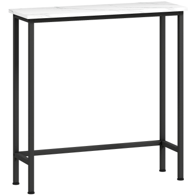 HOMCOM Mesa Consola Moderna Consola Estreita com Superfície com Efeito Mármore e Estrutura de Metal 75x24x76 cm Branco e Preto