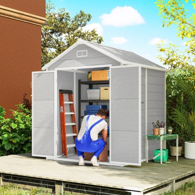 Garden Storage Shed 182W x 151D x 219Hcm Light Grey