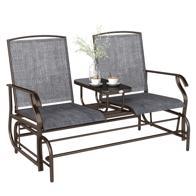 Outsunny Set mobile da giardino 148cm x 81cm x 100cm Marrone e grigio