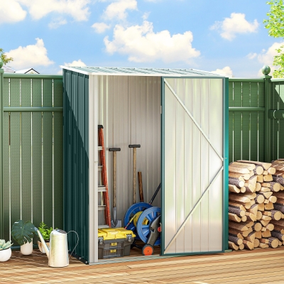 Outsunny Metal Storage Shed Green 5.3ft x 3.1ft