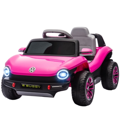 AIYAPLAY Kinder Elektroauto ab 3 Jahren Volkswagen E-Buggy 12V mit Fernbedienung 2,4 G Federungsräder Rosa