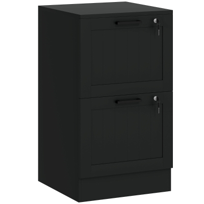 HOMCOM Archivador de oficina, mueble de almacenamiento de madera 2 cajones y cerradura, barras de suspensión ajustables, 40 x 40 x 71 cm, negro