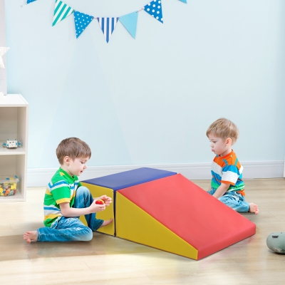 HOMCOM Circuito de motricidad para bebés juguetes de escalada modular 2 bloques gigantes de espuma 50 x 50 x 25 cm multicolor