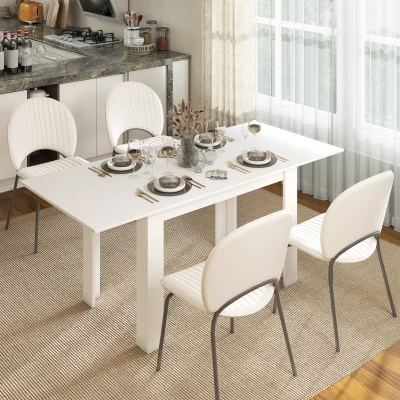 HOMCOM Ausziehbarer Esstisch für 6-8 Personen, 140-180 x 80 cm, Weiß