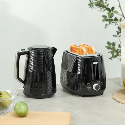 HOMCOM Zestaw czajnika i tostera, 1,7 L, różne funkcje, stal nierdzewna, czarny