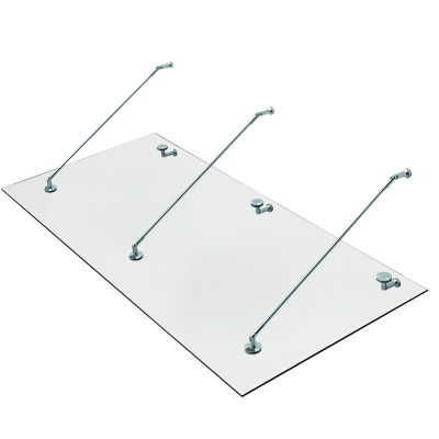 HOMCOM Auvent Marquise de Porte d'Entrée Verre Trempé Transparent Design 200 X 90cm