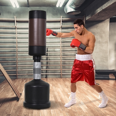 HOMCOM Sac de Frappe Boxe Autoportant Punching Ball Hauteur Réglable 160-185cm