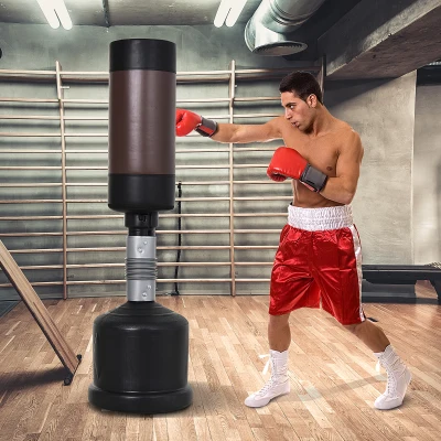HOMCOM Sac de Frappe Boxe Autoportant Punching Ball Hauteur Réglable 160-185cm