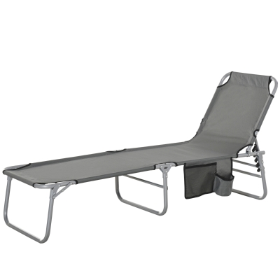 Outsunny Bain de Soleil Pliable Dossier Réglable Acier Gris
