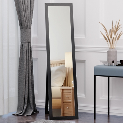 HOMCOM Espelho de Pé de Corpo Inteiro Espelho de Parede com 2 Formas de Uso para Dormitórios Corredor 37x37x154cm Preto