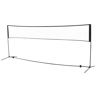 Homcom Filet de Badminton/loisirs 4 m - hauteur réglable 1,58 m max. - filet portable avec support pieds et piquets - sac de transport inclus