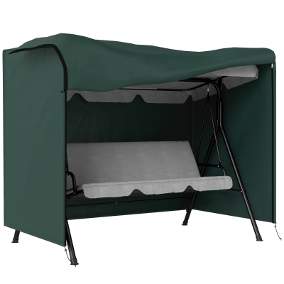 Outsunny Hollywoodschaukel Abdeckung 3 Sitzer, Wasserabweisend Winterfest Schutzhülle für Gartenschaukel, UV-Beständig Abdeckplane, Abdeckhaube, Reißfest 600D Oxford Gewebe, 205x124x164cm Dunkelgrün
