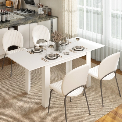HOMCOM Table Extensible 6-8 Pers. 140-180x80cm Blanc