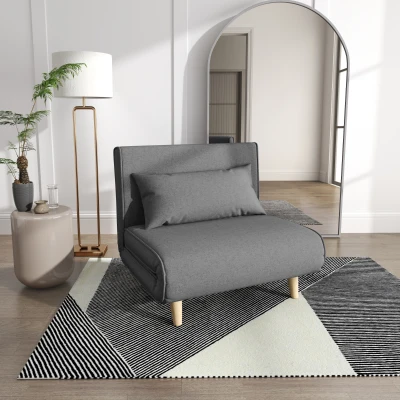 HOMCOM Poltrona Letto con Schienale Regolabile in Tessuto Grigio