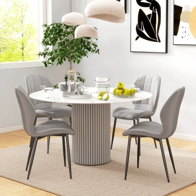 HOMCOM Set 4 Sedie da Pranzo con Rivestimento in Flanella Grigio