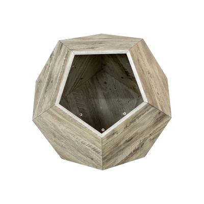 Cuccia per gatti poligonale con venatura del legno, tavolino da divano, 66x66x53 cm, Bianco quercia