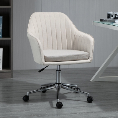 Vinsetto Silla de Oficina Silla de Escritorio Giratoria con Altura Ajustable y Reposabrazos para Estudio Tocador 61x59x96cm Beige