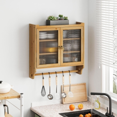 Armoire murale avec portes en verre, Couleur naturelle