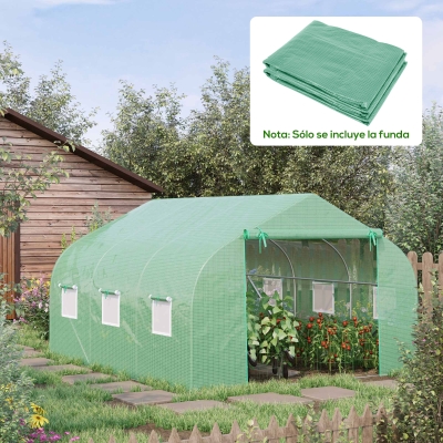 Outsunny Plásticos para Invernaderos 3,5x3x2 m Cubierta de Repuesto para Invernadero de Polietileno con 6 Ventanas y Puerta Enrollable Protección de Plantas para Jardín Verde