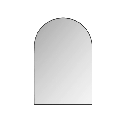 Armadietto a specchio ad arco con cornice in metallo, Nero