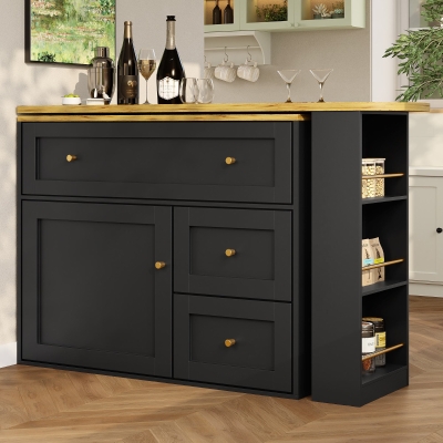 Extendable Bar Table with Storage Space, Black