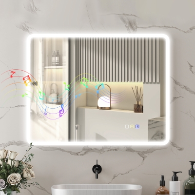 HOMCOM Miroir LED Salle de Bain 70x90cm Anti-Buée Argent