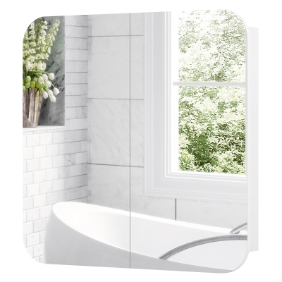 HOMCOM Armoire Murale Salle de Bain avec Miroir Blanc 68x13x66cm