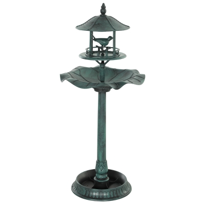 Outsunny Bain d'Oiseaux 3-en-1 Ø50cm Jardinière Vert-de-Gris