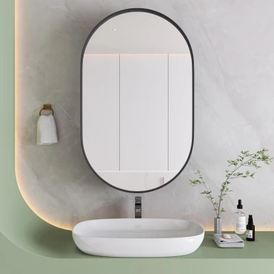 Armoire murale avec miroir ovale, Noir